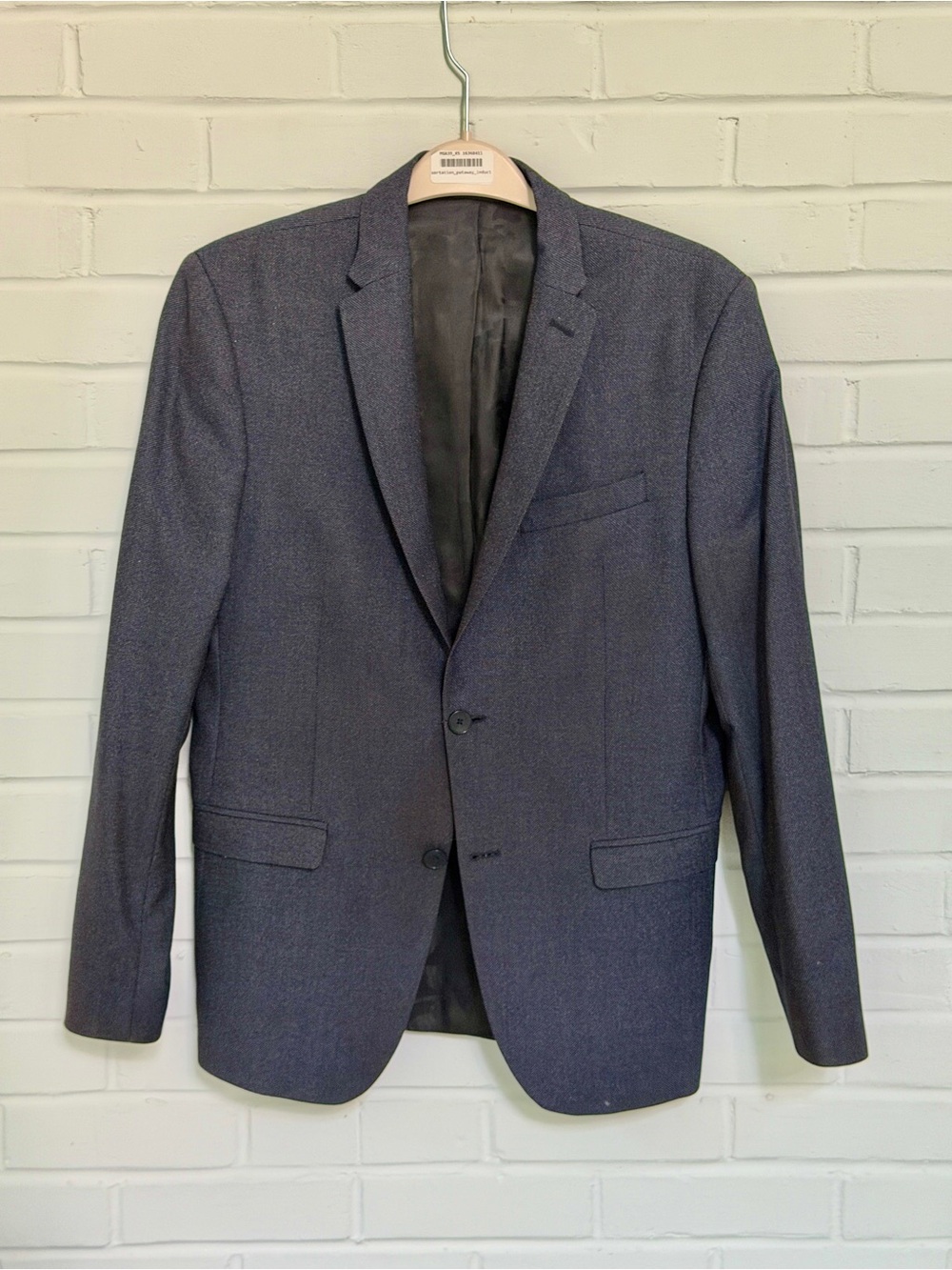Zara Man Deep Navy Textured Two-Button Blazer Jacket Size 40